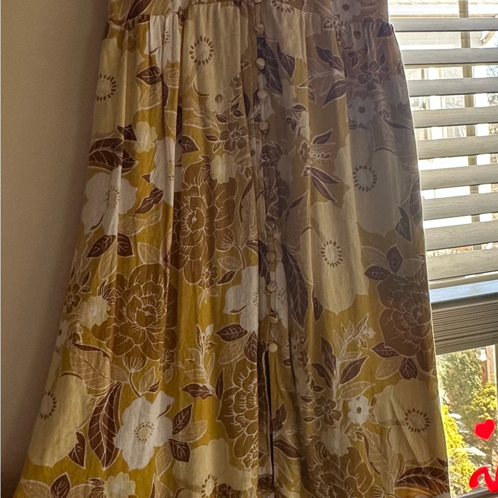 Abercrombie & Fitch Floral Maxi Dress in Yellow and Brown
